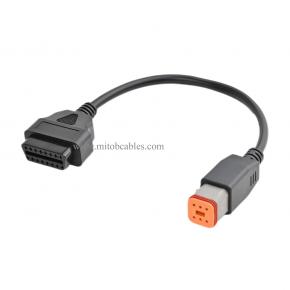 30cm/12 6Pin Female to OBD2 16Pin Diagnostic Scanner Adapter Fits for Motorcycles OBD Adapter Cable (6 Pin)