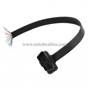 1.64ft 50cm OBD2 16 Pin Low Profile Flat Wire J1962 Male Connector to Open Plug Cord Auto Car OBD Diagnostic Extension DIY Pigtail Mobley Cable Adapter (Male Connector Pigtail)