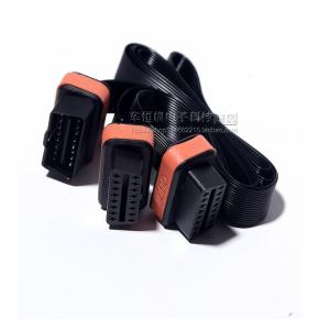 OBD2 one-part-two extension cable 16Pin flat cable adapter obd one to two expansion cable 16 pin fully energized 1 meter