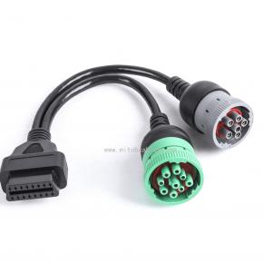 WISDOMHOOD 9pin J1939 and 6pin J1708 to OBD2 Splitter Y Cable (1)