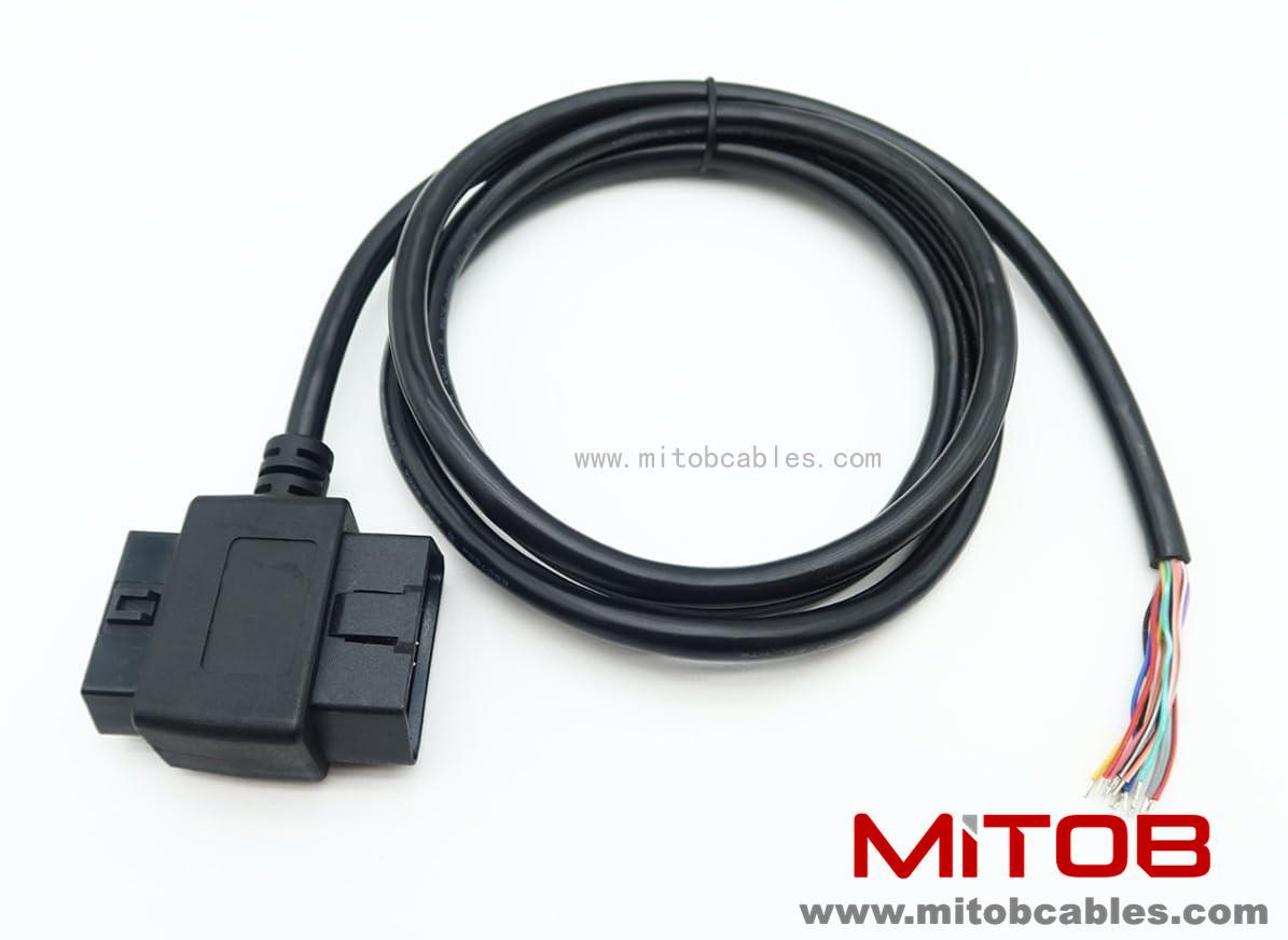 WISDOMHOOD J1962 OBD ii OBD2 16pin Male/Female Pass Through to Open End Pigtaiil Cable 5ft
