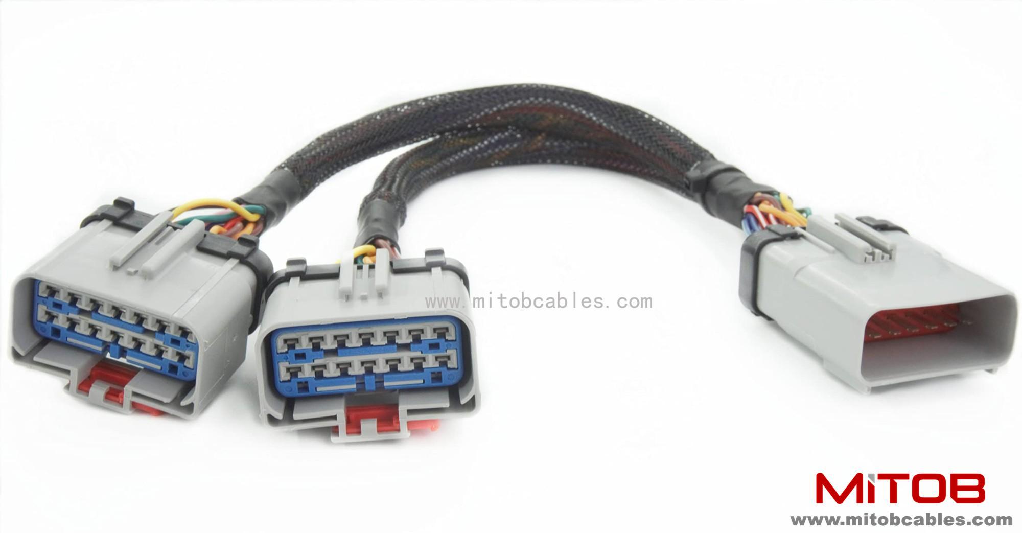 14PIN RP-1226 14 Way 1 Male to 2 Female Y Cable Adapter RP1226 Splitter for Freightliner