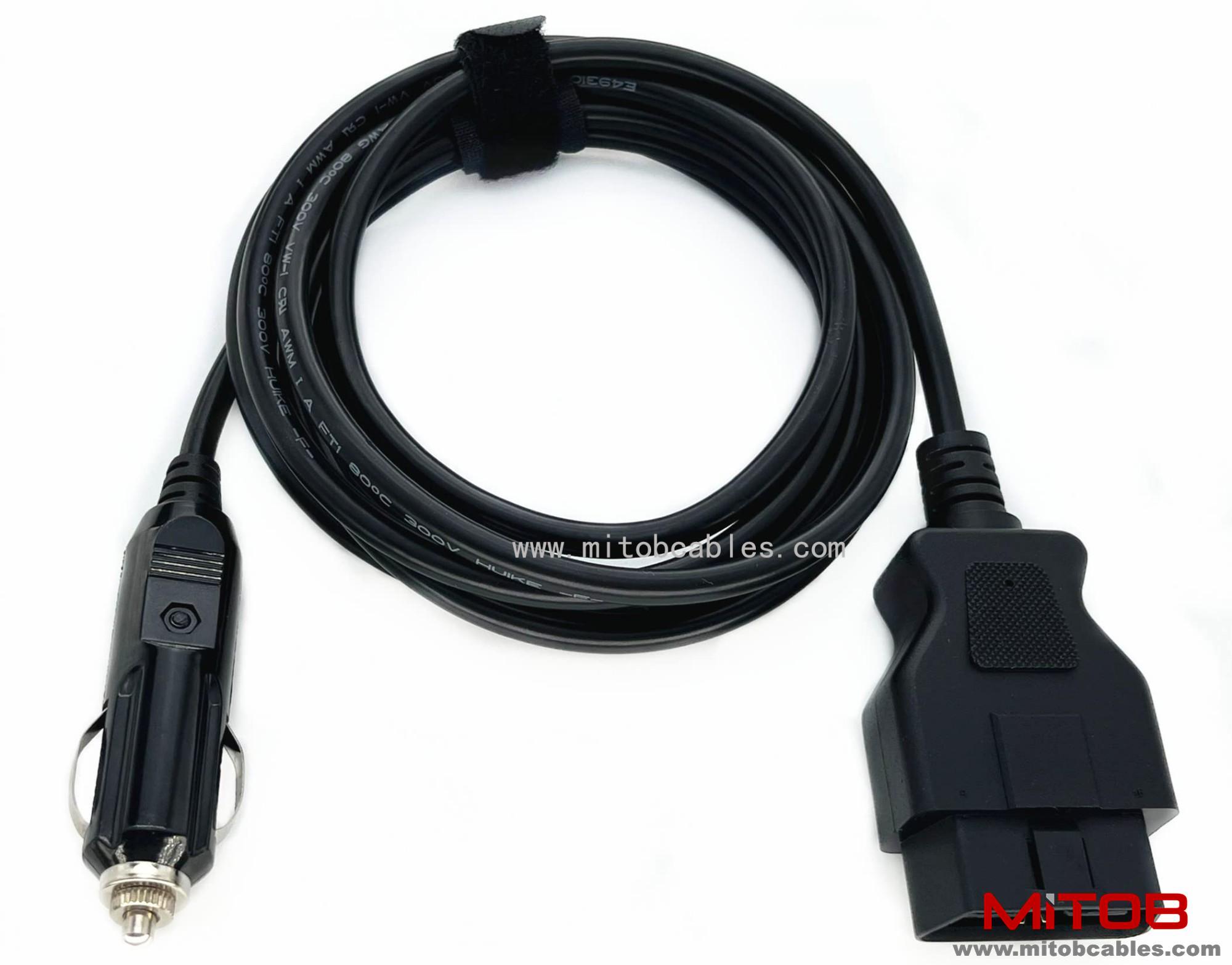 OBD2 Male to Cigarette Lighter Memory Saver Adapter Cable Car OBDII Emergency Power Supply Cable