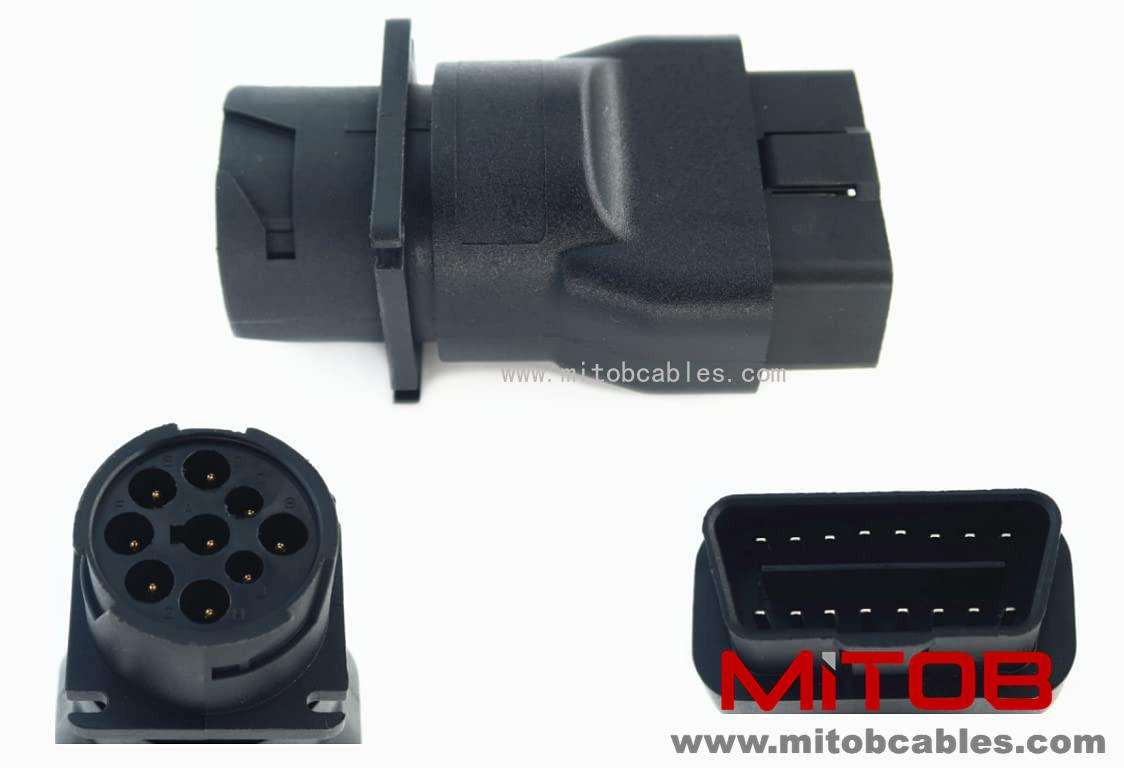 WBLD OBD2 Male to J1939 Female Adapter for Both J1939 Type 1 and Type 2