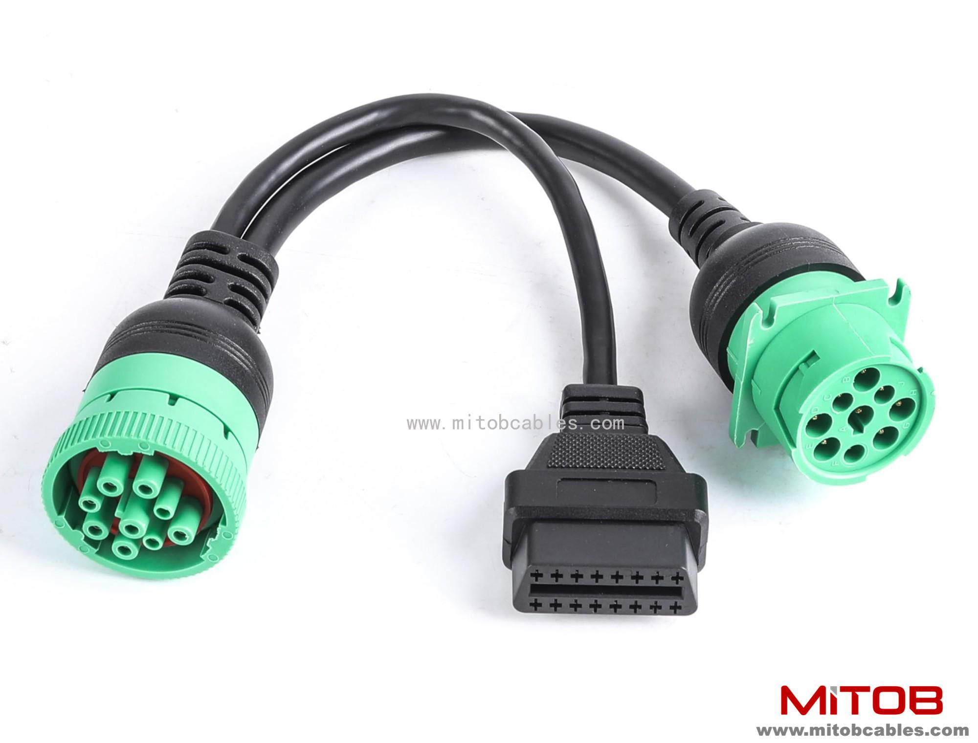 J1939 Male to J1939 Female and OBD2 Splitter Cable (1pcs)